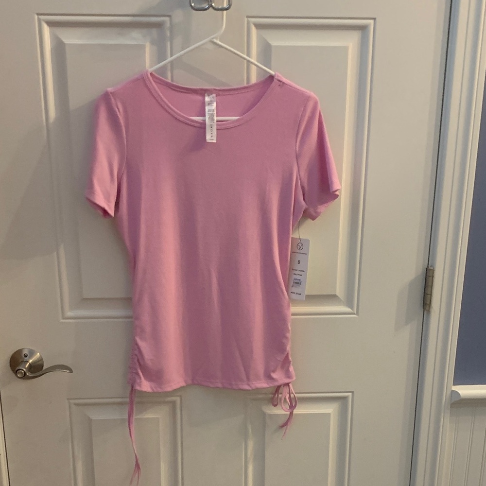 Women’s Pink Short Sleeve Tee with Side Ties